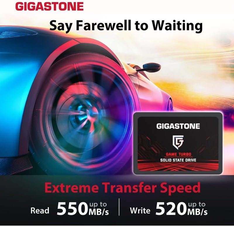 Gigastone SATA SSD 1TB 2.5 inch SSD 550MB/s Upgrade Laptop PC Memory and Storage PS4 HDD Replacement 2.5" Internal Solid State Hard Drives SATA III SLC Cache 3D NAND Game Turbo Performance