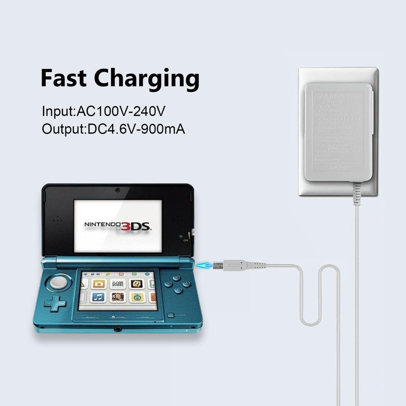 3DS Charger Compatible with Nintendo 3DS/ DSi/DSi XL/ 2DS/ 2DS XL/New 3DS 100-240V Wall Plug Adapter