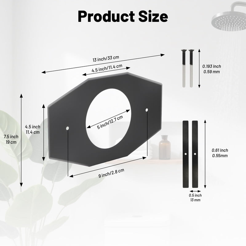One-Hole-Remodel-Cover-Plate Replace 2 Handle or 3 Handle Shower（1-Pack） Black 1 Pcs
