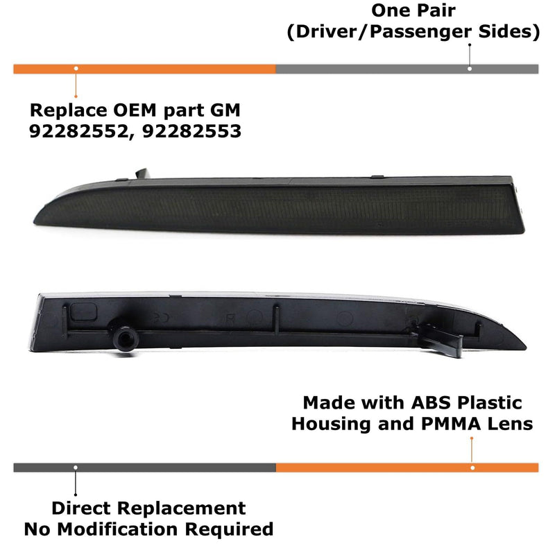iJDMTOY Black Smoked Lens Rear Bumper Reflector Lenses Compatible With 2016-up Chevrolet Camaro, OE-Spec LH RH Assembly