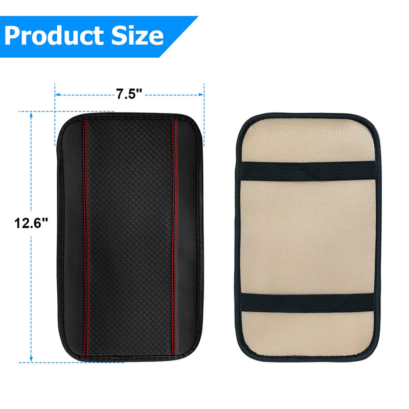 Car Armrest Storage Box Mat, Fiber Leather Car Center Console Cover, Car Armrest Seat Box Cover Accessories Interior Protection for Most Vehicle, SUV, Truck, Car (Black/Red) Black/Red