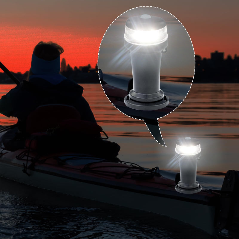Battery Powered Anchor Stern Navigation Light LED with Magnetic Base for Boat Marine Surface Mounting (White) White