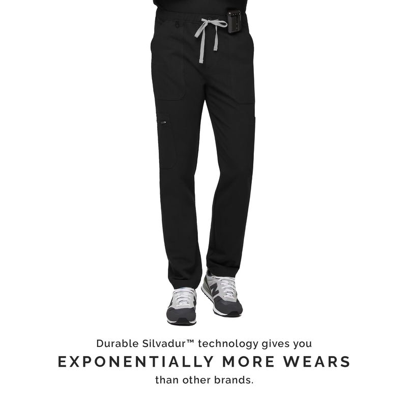 FIGS Cairo Cargo Scrub Pants for Men — Classic Straight Leg Fit, 9 Pockets, 4-Way Stretch, Anti-Wrinkle Regular Medium Black