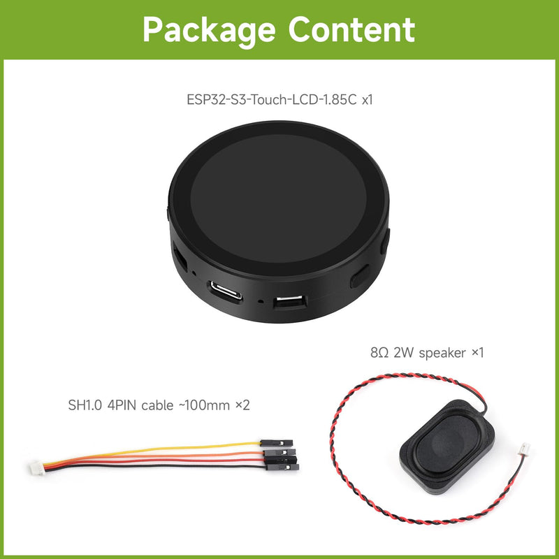 Waveshare ESP32-S3 1.85inch Round LCD Development Board, 360×360, Supports Wi-Fi & Bluetooth BLE 5, AI Speech, Smart Speaker Box, ESP32 with Display