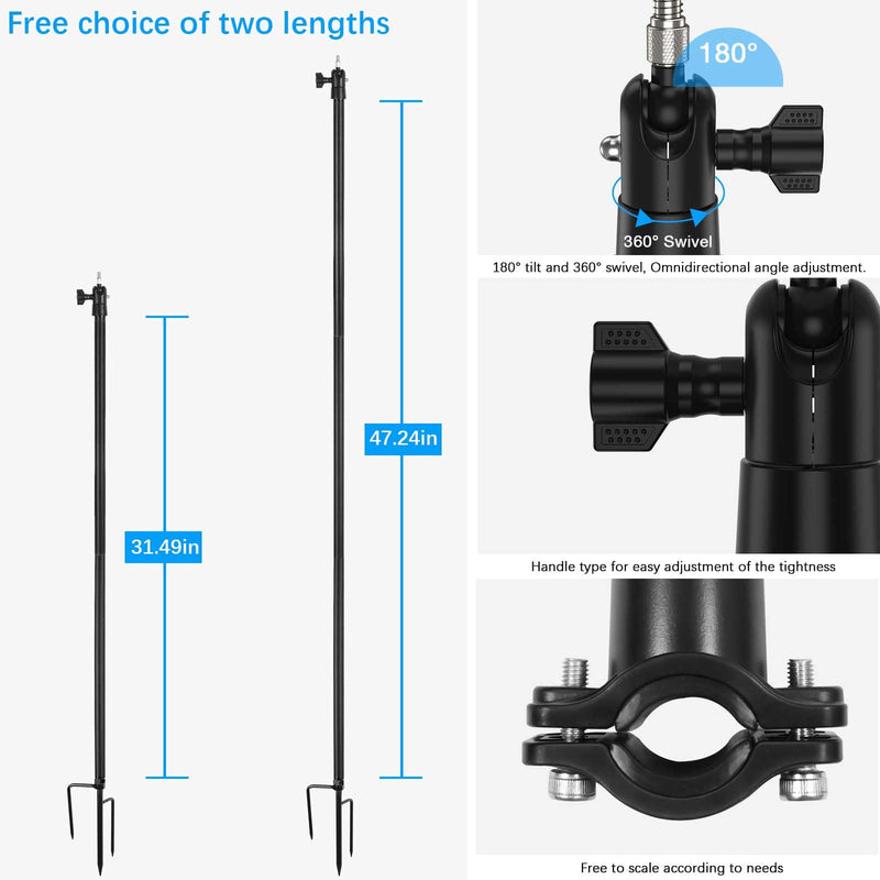 Universal Ground Stake Mount Bracket for Outdoor Security Cameras and Solar Panels, Compatible with Ring, Blink, Eufy, Google Nest, Arlo, Wyze, SimpliSafe, 1/4 Screw Cameras (Black)