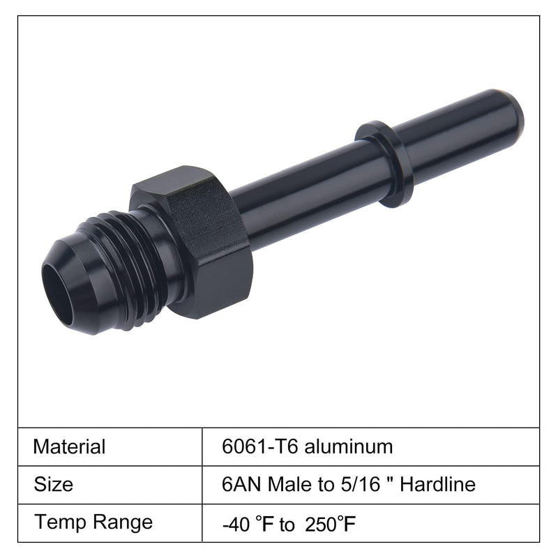 EVIL ENERGY 6AN Male to 5/16" SAE Quick Disconnect Male Push On EFI Fitting Adapter Aluminum 6AN to 5/16 Straight