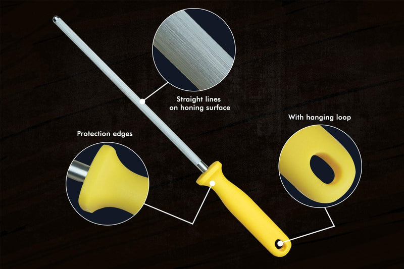 SMI - 9 inch Knife Honing Steel Solingen Germany Sharpening Steel Rod Kitchen Knife Sharpener