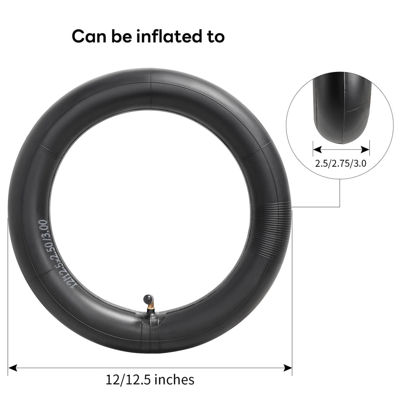 12/12.5 x 2.5/3.0 Scooters Replacement Inner Tube with CR202 Stem Compatible with 12.5 X 2.5 12.5 X 2.75 12.5 X 3.0 12 X 2.5 12 X 2.75 12 X 3.0 12 1/2 x 2 3/4 Most Bike/Scooter Tire Tube 2-Pack