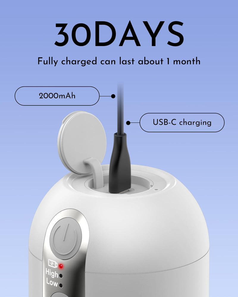 Portable Bidet for Travel, Rechargeable Electric Travel Sprayer with Adaptor, Waterproof High Pressure Handheld Bidet for Women Men Cleaning (White) White