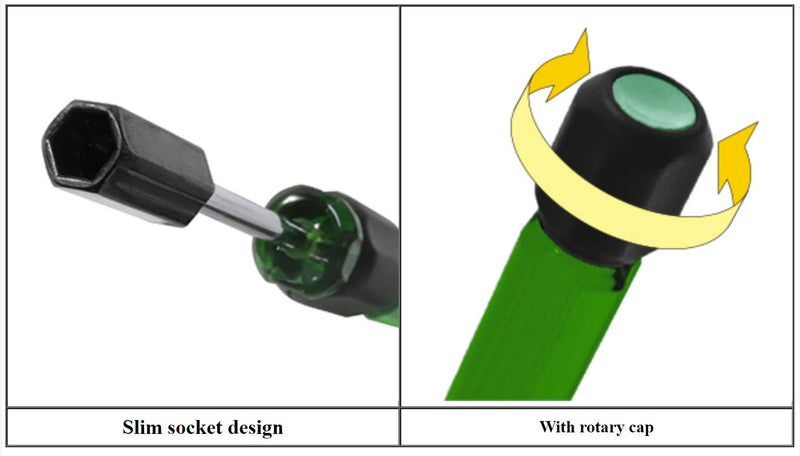ENGINEER DK-14 Nut Driver Set Magnetic, Slim Socket Design, With Rotary Cap, Self-Standing Holder, Chrome Molybdenum Sockets