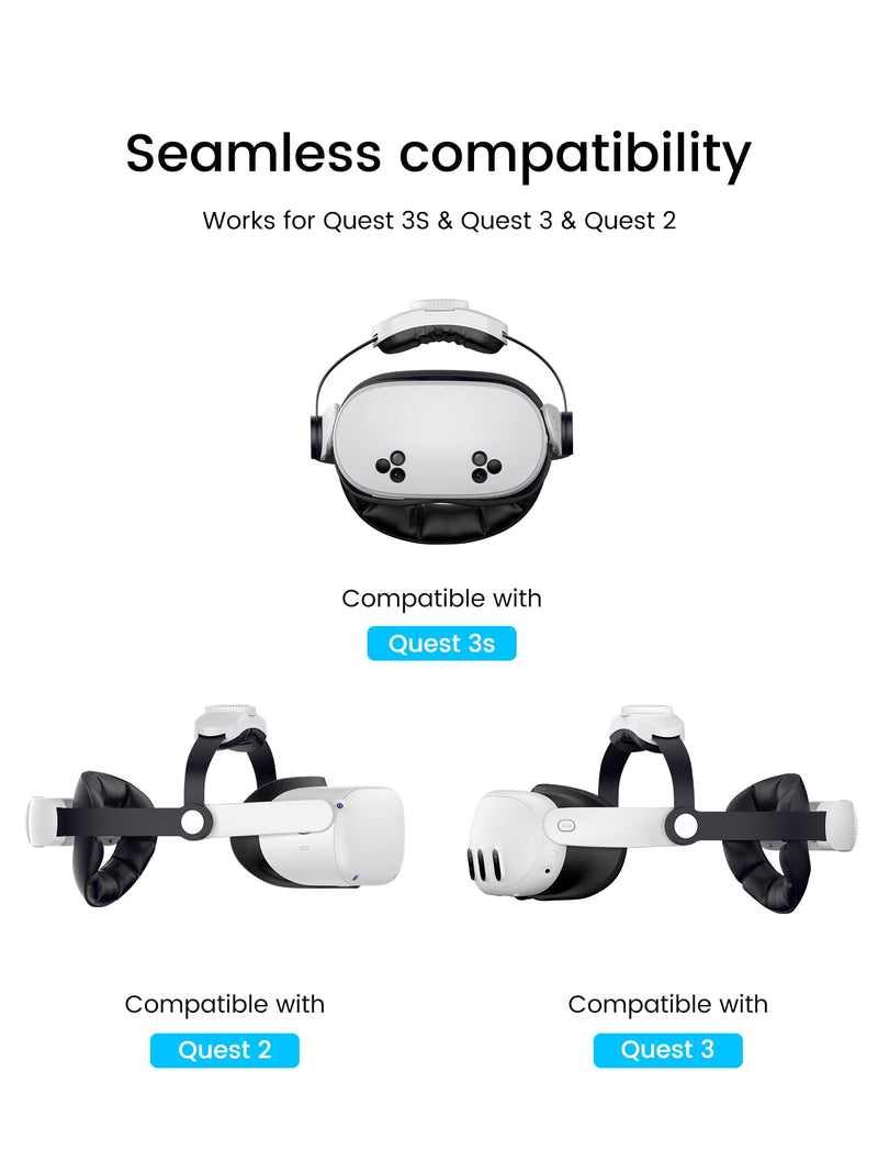 Upgraded Kawaye for Meta Quest 3S/Quest 2/Quest 3 Head Strap, Double Knobs Adjustable Elite Strap Replacement,VR Headset Strap with Two Large Support Pad,Compatible with PlayStation_4