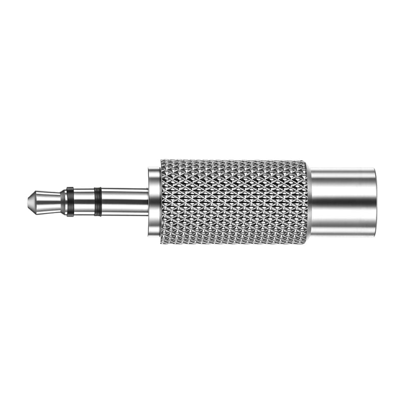 RCA to 3.5mm Audio Adapter, 3.5mm (1/8 Inch) Stereo Plug Male to RCA Female Jack, Metal Adaptor Connector, Silver, 2 Pack, 3-Pole