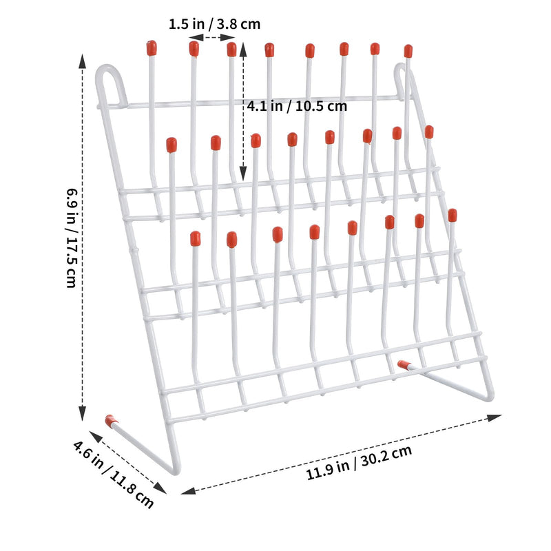 Tube Drying Rack Laboratory Draining Rack, Glassware Beaker Drying Holder Steel Wire Test Wall-Mount Tree Stand Cleaning Frame Tool 24 Pegs Bottle Drying Rack