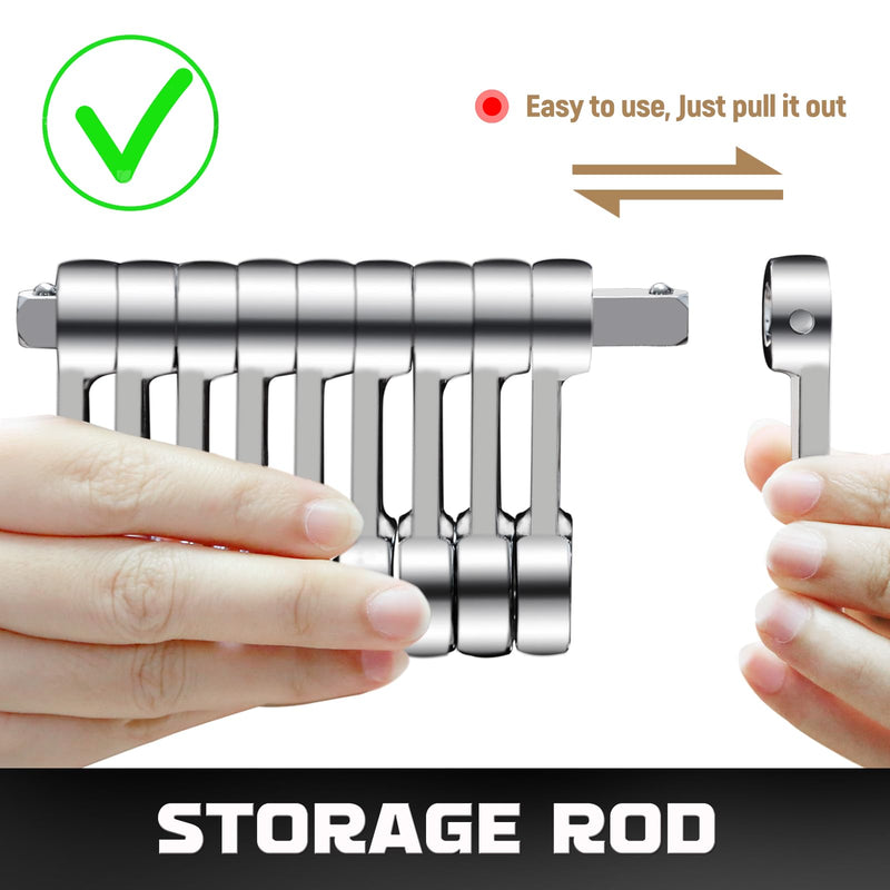 DISEN 10-Piece Metric Torque Wrench Adapter Set (10-19mm) - Chrome Vanadium Steel, 3/8-inch Square Drive Torque Adapter, Extension Rod Repair Tool, Color Box Packaging