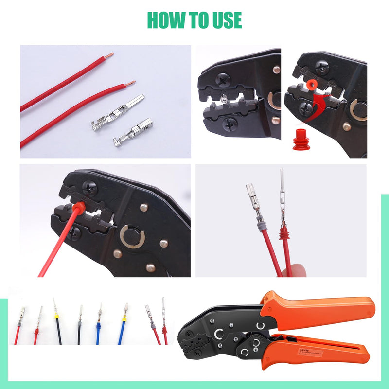 Twidec/755Pcs 21Type Car Electrical Wire Terminal 1/1.5/1.8/2.2/2.8/3.5mm Connector Pins Terminal Auto Electric Connector Non-Insulated Plug Removal Male Female Crimp Pins with Crimping Pliers 755PCS+Crimping Pliers