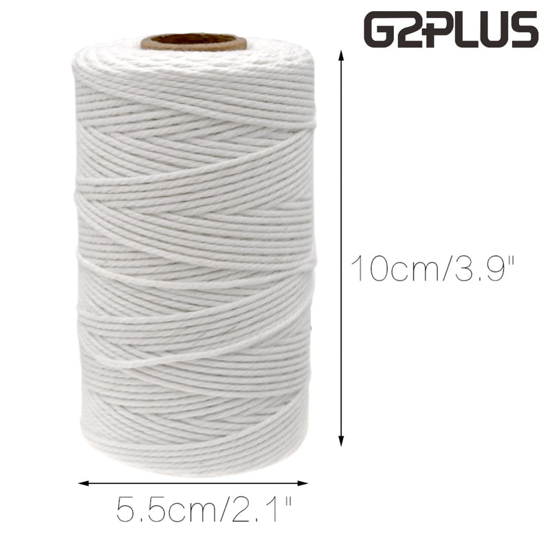 G2PLUS White String, Cotton Bakers Twine, 328 Feet 2MM Natural White Cotton String for Crafts, Gift Wrapping Twine, Home Decor, Gift Packaging 2MM 328 Feet