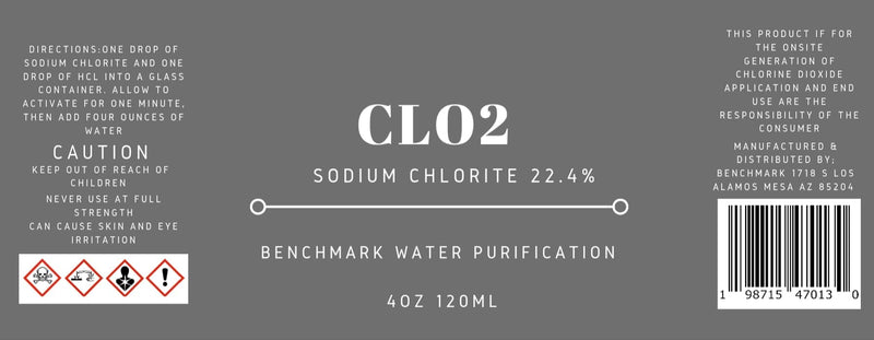 Chlorine Dioxide Kit | Hydrochloric Acid 4% (HCl) : Sodium Chlorite Solution 22.4% (8oz) Liquid Set