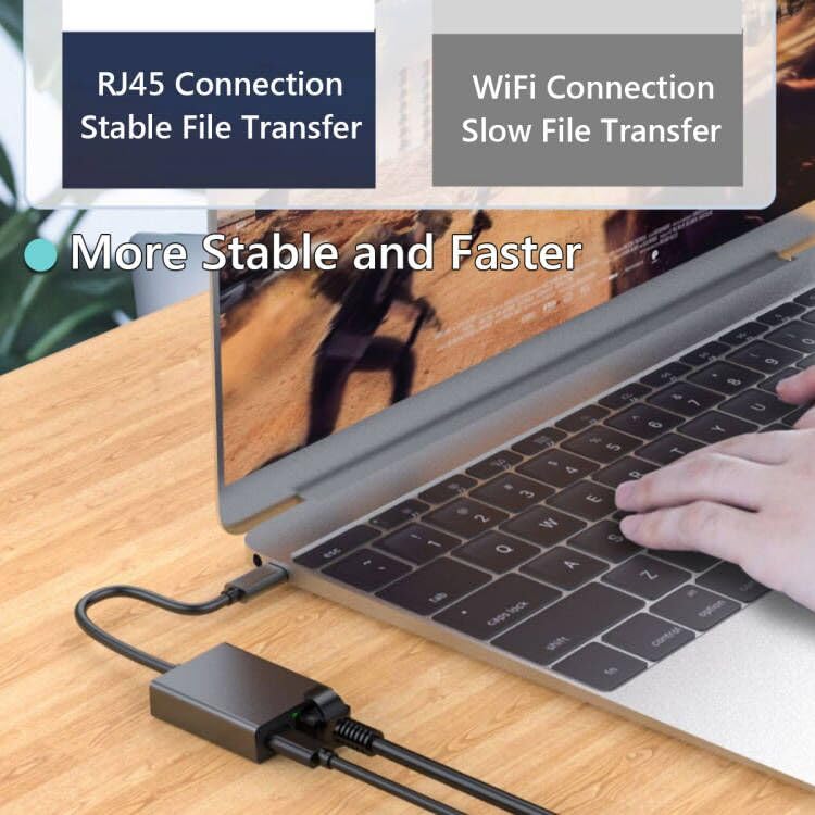 USB C to RJ45 Network Adapter Compatible with Google TV, USB C to Ethernet Adapter for MacBook Pro, Google TV Chromecast HD/4K, Laptop, iPad Pro and More USB C Devices MR-USB C