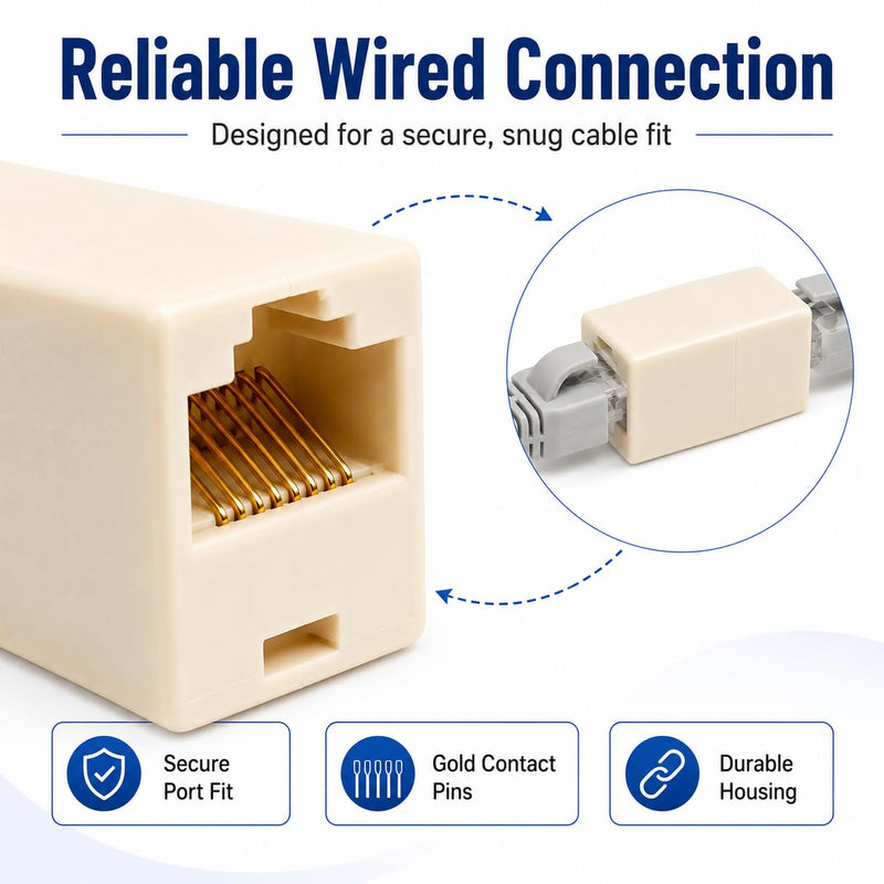 3 Pack Ethernet Coupler, RJ45 Female to Female Ethernet Extender Connector, Network Cable Extender Adapter for Cat7 Cat6 Cat5 Cat5e LAN Cables