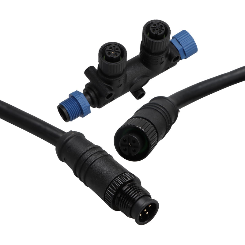 EVRBUL Marine Grade NMEA 2000 Starter Kit, NMEA 2000 Backbone Cables Drop Cables Dual Tee Connector Male/Female Terminators Compatible with Lowrance Simrad Garmin Device