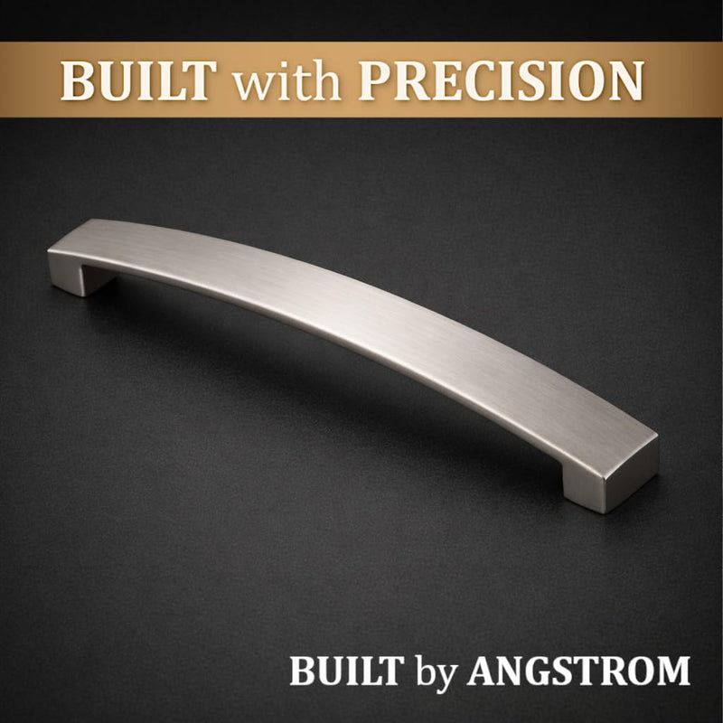 ANGSTROM 5-Pack Curved Arch Cabinet Pulls, Zinc Handle Bar 6.25 Inch (Brushed Nickel) Brushed Nickel