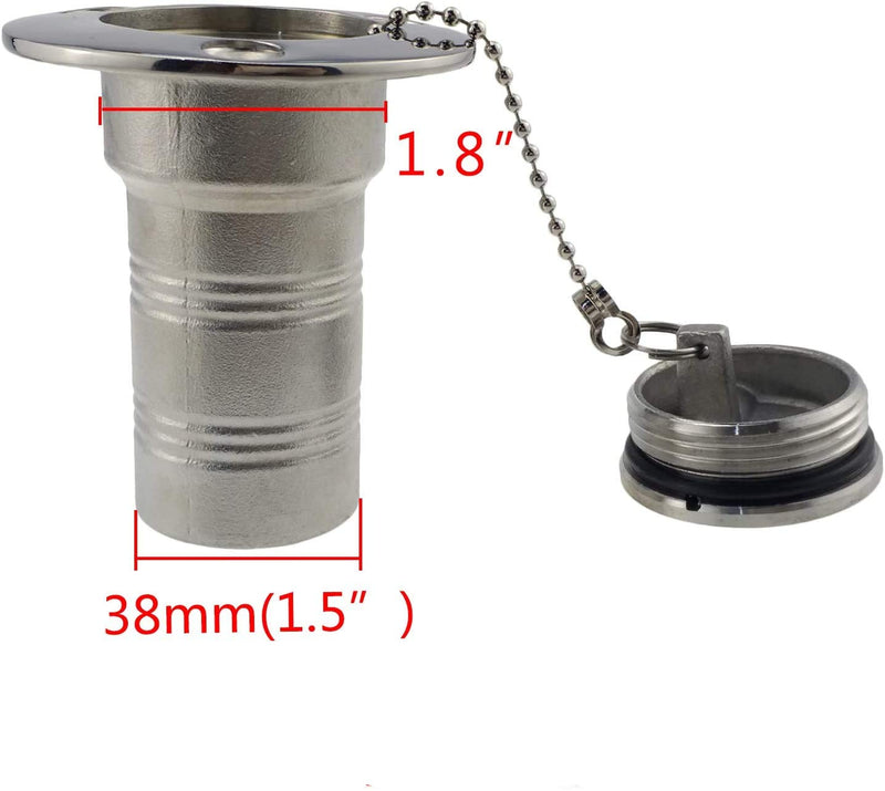ISURE MARINE 1-1/2"(38mm) Boat Gas/Fuel/Diesel/Water/Waste Deck Fill/Filler with Keyless Cap 1-1/2" Marine Mirror- Polished 316 Stainless Steel Hardware for Boat Yacht Caravan FUEL 1-1/2"