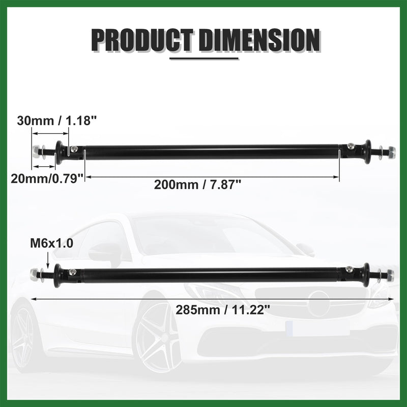 Motoforti 2pcs 200mm 7.87" Splitter Support Rods Adjustable Front Rear Bumper Lip Splitter Strut Rod Tie Support Bars Fit Most Vehicle Black Long-Lasting