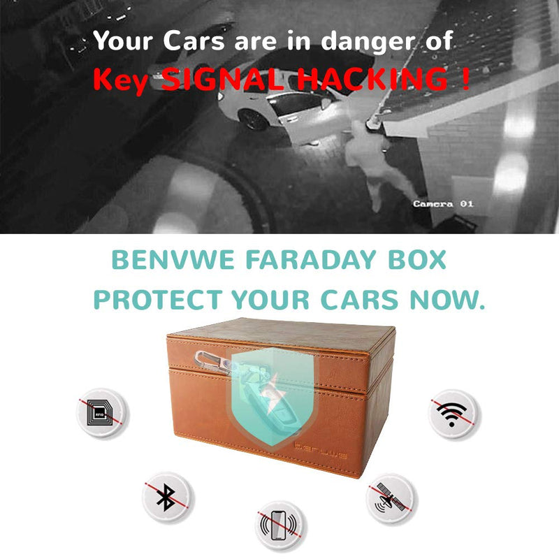 Car Key Signal Blocker Box with Large Capacity, Call & RFID Signal Blocking Box, Faraday Cage Key Fob Protector, Anti Theft Keyless Car Security Box for Cellphone, Cards, Car Keys.