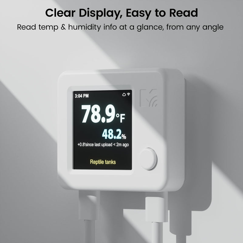 MOCREO WiFi Reptile Hygrometer Indoor Thermometer, Smart Humidity and Temperature Sensor, Remote Monitor with App & Email Alerts, 2-Year Data Export, 80DB Beep, for Greenhouse Incubator White
