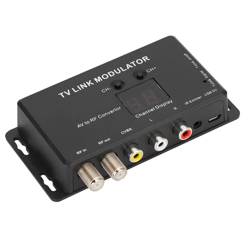 IR Modulator, TM70 UHF TV Link Modulator AV to RF Converter IR Extender Adapter with Channel Display, USB Cable, Receiving Cable