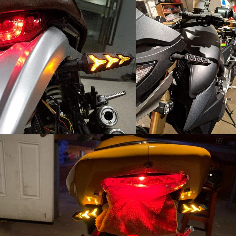 2-Pack Motorcycle Indicators Flowing Turn Signal Lights Y Shape LED Bulbs For Motorbike Scooter Off Road (DC-12V) 2