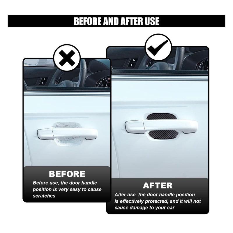 4PCS Car Door Handle Cup Scratch Protectors, TPU Carbon Fiber Door Bowl 3D Sticker, Universal Door Handle Protective Film for Most Cars (Medium) Medium-Black