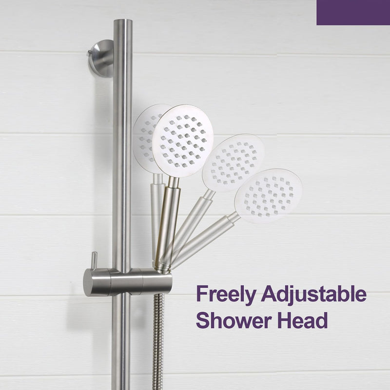Wall Mount Bathroom Shower Slide Bar with Adjustable Hand Shower Holder Stainless Steel Shower Head Slide Bar, Brushed Nickel