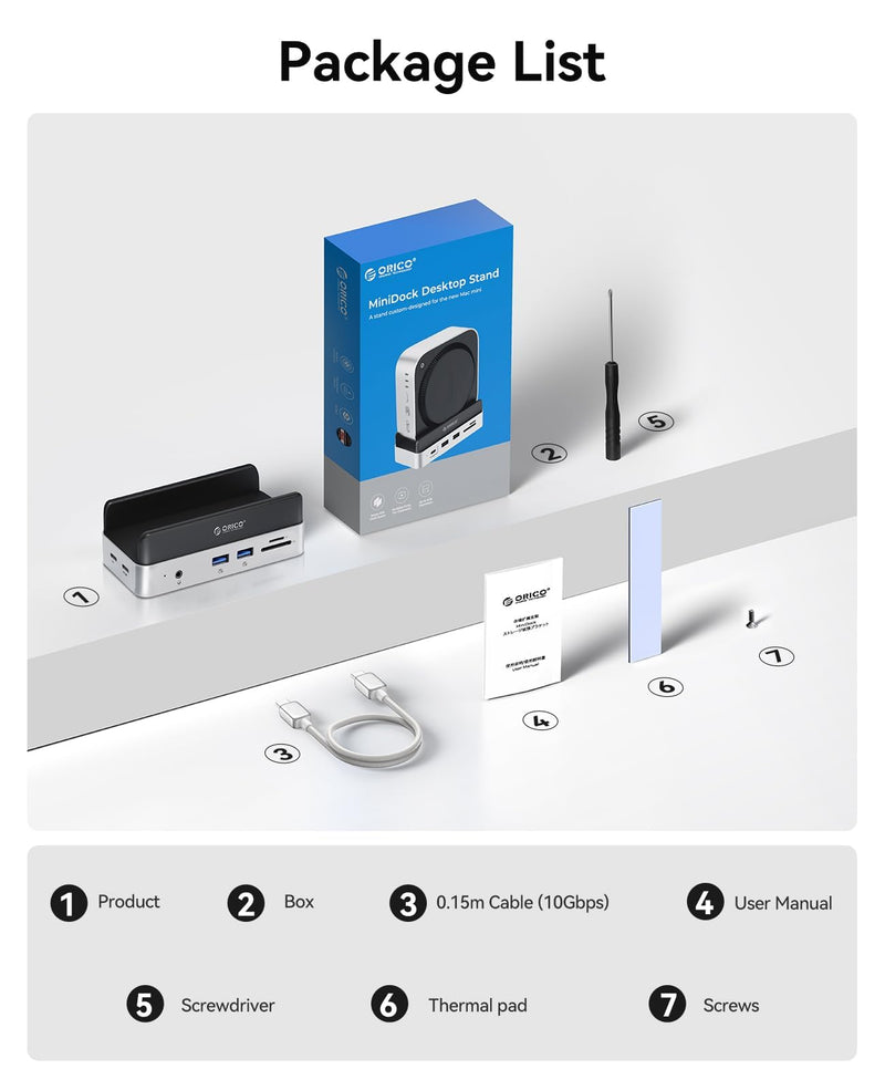 ORICO MiniDock Mac mini M4 Dock and Stand with 8TB M.2 SSD Enclosure (SSD NOT Included), 2xUSB A 10Gbps, SD/TF Card Slots, 3.5mm Audio, for Mac mini M4 and M4 Pro 2024(VSE) 0GB(SSD not included)