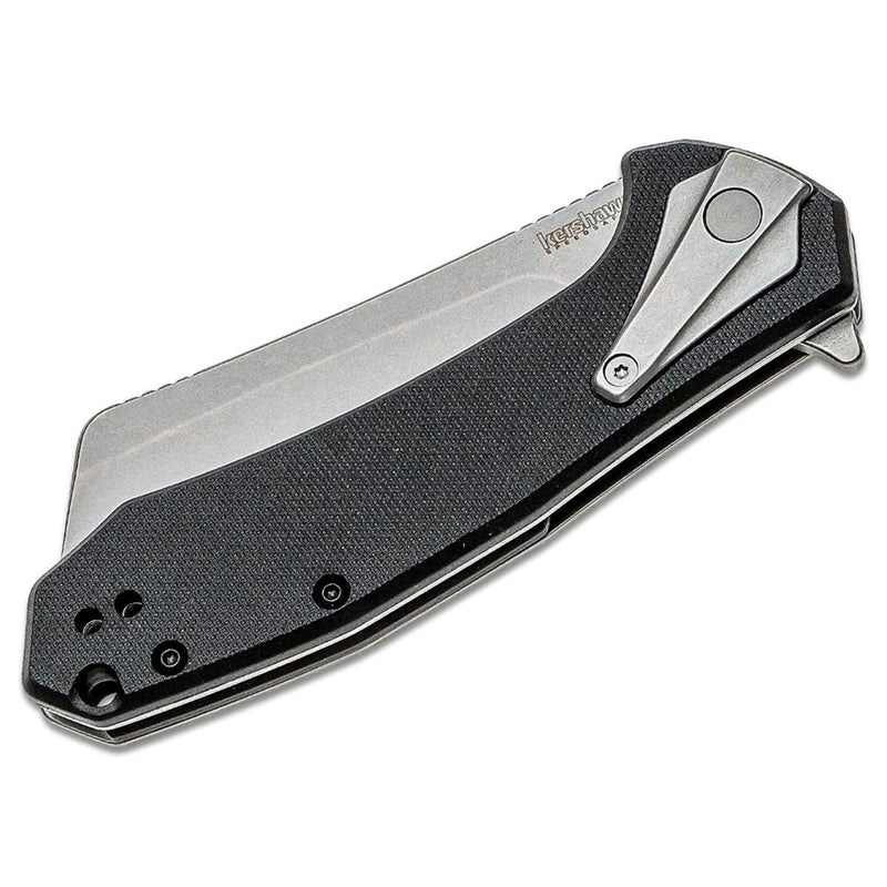 Kershaw Bracket Pocketknife, 3.4" 8Cr13MoV Stainless Steel Cleaver Blade, Assisted One-Handed Flipper Opening, Folding EDC, Frame Lock
