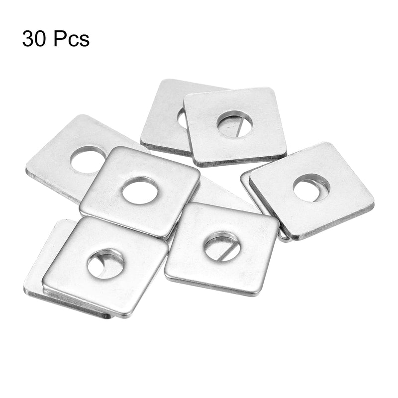 uxcell Square Washer, 30Pcs M10x30x30x3mm 304 Stainless Steel Square Plate Washers Flat Pad Spacer Gasket for Hardware Fastener 30