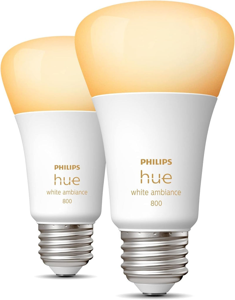Philips Hue Smart 60W A19 LED Bulb - White Ambiance Warm-to-Cool White Light - 2 Pack - 800LM - E26 - Indoor - Control with Hue App - Works with Alexa, Google Assistant and Apple Homekit Classic