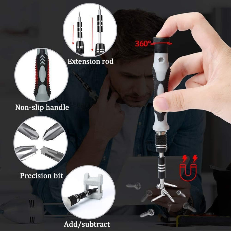 Generic Precision Magnetic Screwdriver Set 124-Piece Electronics Tool Kit with 101 Bits, for Computer, Laptop, Cell Phone, PC, Mac, iPhones Repair, Black