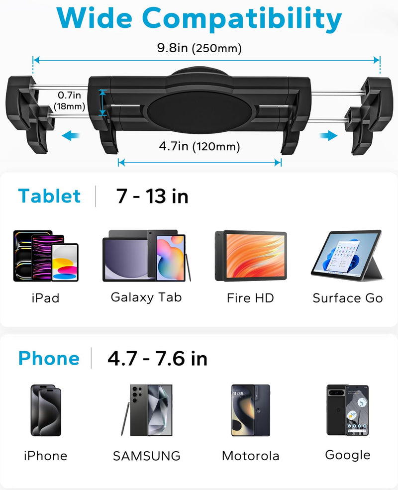 GDZN Car CD Slot Tablet Mount for 4.7"-13" iPad & Phone, Sturdy Metal Arm | Ultra Durable Anti-Shake CD Player Holder, Safe Unobstructed View, 360° Rotation Universal Cradle with Soft Silicone Pads