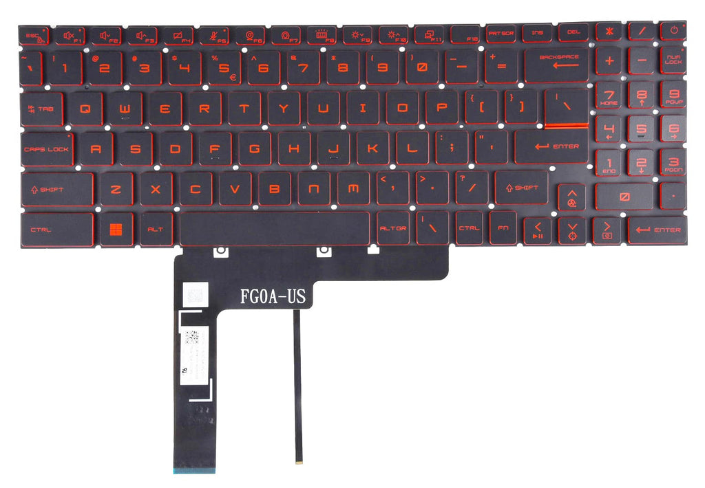 Replacement Backlit Keyboard for MSI Katana GF66 GF76 & Pulse GL66 GL76 MS-1581 MS-1582 MS-1583 MS-17L1 MS-17H3 Series Laptop with Red Frame US Layout Red Backlit