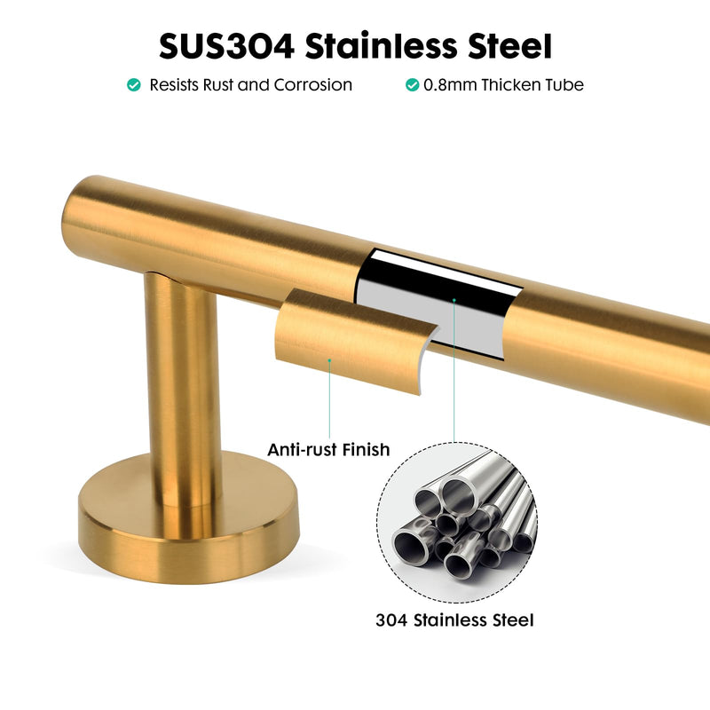 Modern 24 inch Towel Bar Brushed Gold,Stainless Steel Towel Racks for Bathroom Wall Mounted,Bathroom Towel Holder,Home Decor Towel Rod