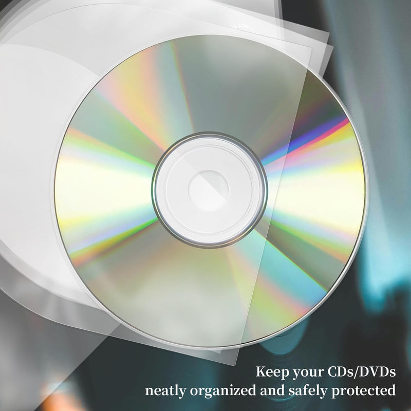 50 PCS CD/DVD Inner Sleeves – Anti-Static Round Bottom Clear Transparent Plastic Sleeves for 5-Inch CD, DVD, Mini LP Storage, Protect Discs for Album or Jewel Case 50