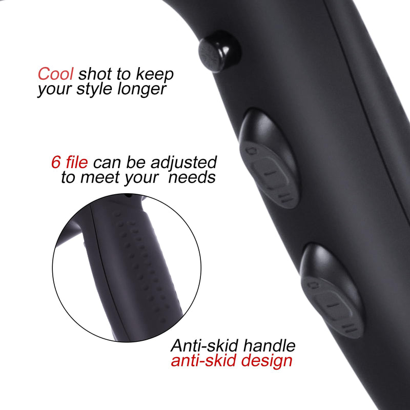 Hair Dryer Professional Ionic Hairdryer Fast Drying Salon with 2 Speed 3 Heat Setting, Cool Button, with Diffuser, Nozzle, Concentrator Comb for Women Man