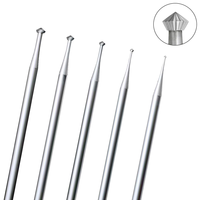 24 Pcs Jewelry Burr Sets, 3/32'' Shank Round Ball Burs, Stone Setting Bits, Round Shape Cup Burr, 90º Hart Burs and Bud Bur Kits for Lapidary Marking