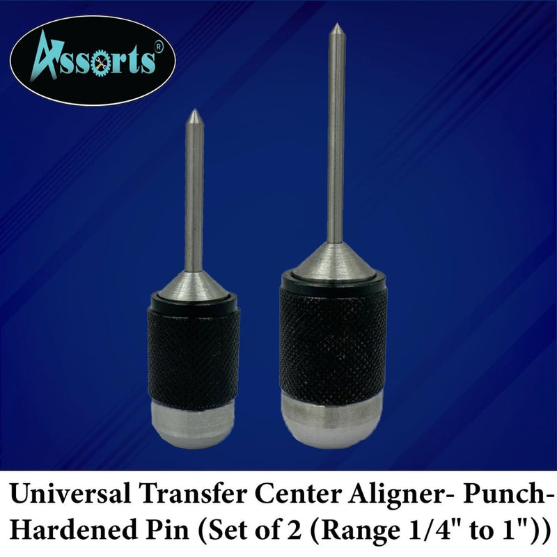 Universal Transfer Center Aligner- Punch-Hardened Pin (Set of 2 (Range 1/4" to 1")) Set of 2 (Range 1/4" to 1")