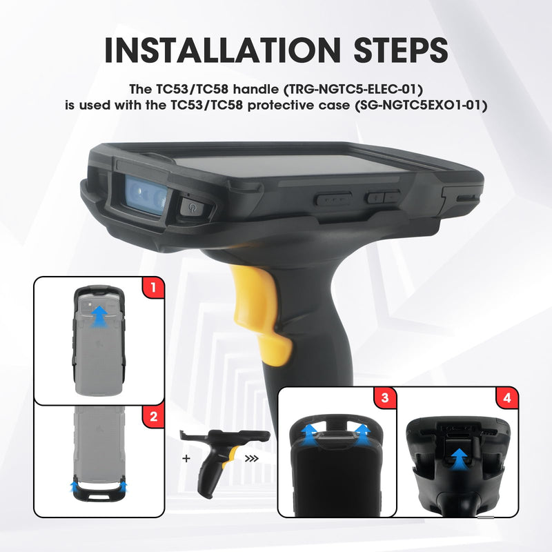 TC53 Protective Case with Trigger Handle for Zebra TC53 TC58 Barcode Scanner Handheld Mobile Computer, Replace TRG-NGTC5-ELEC-01 Sensitive Handle and SG-NGTC5EXO1-01 Rugged Cover