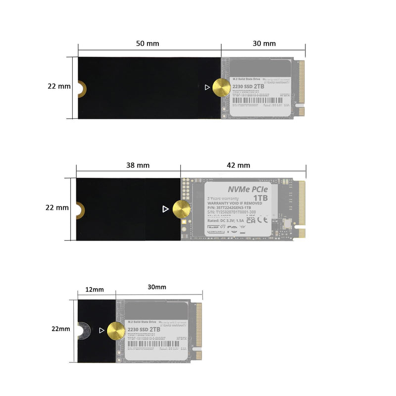 M.2 NVMe SSD Extension Bracket Kit,2230/2242 to 2280 & 2230 to 2242 Adapter | Multifunction M.2 SSD Adapter Kit W/Screws, for PCIe Gen3/Gen4 NVMe SSDs. Fits Laptops Desktops PS5 and Raspberry Pi 5
