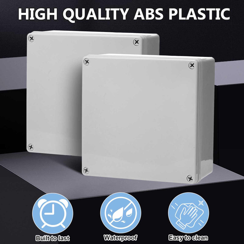 Kanayu Conduit Box Electrical 8'' x 8'' x 4'' Junction Box Plastic Dustproof Waterproof IP65 Gray White Protect Conduits and Fittings Universal Electrical Project Enclosure for Outdoor 8'' x 8'' x 4'' 1