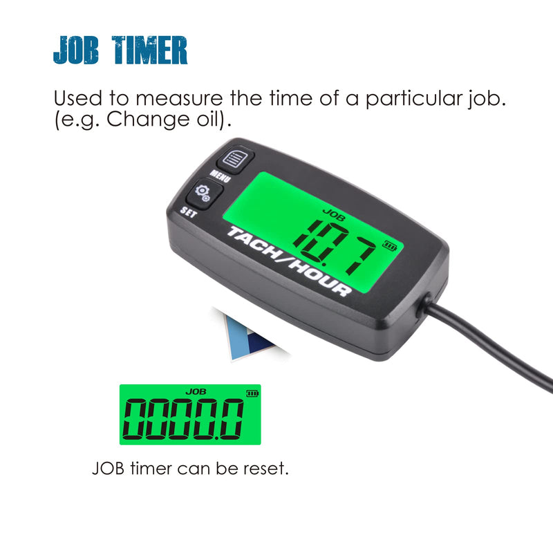 2 Pieces Runleader Digital Maintenance Tach/Hour Meter,Battery Replacement for Small Gas Engine,Used on Riding Lawn Tractor Generator Compressor Chainsaws Outboard Motor Pressure Washers (2)
