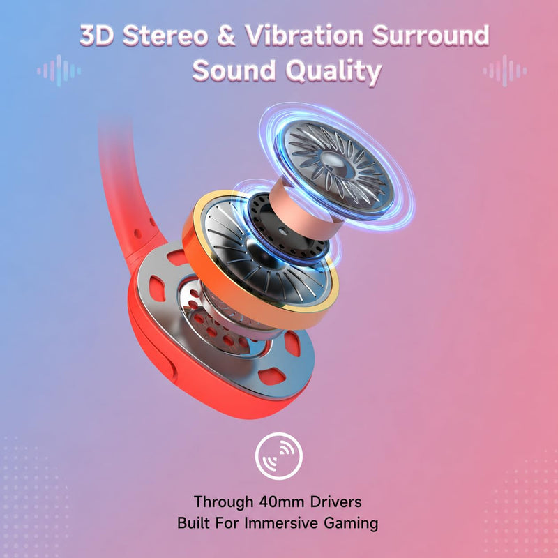 AOC Wired Gaming Headset for Nintendo Switch 2/OLED/Lite with Mic | 3.5mm Stereo, Noise Cancelling Microphone for PS5, PC, Fortnite, Red/Blue